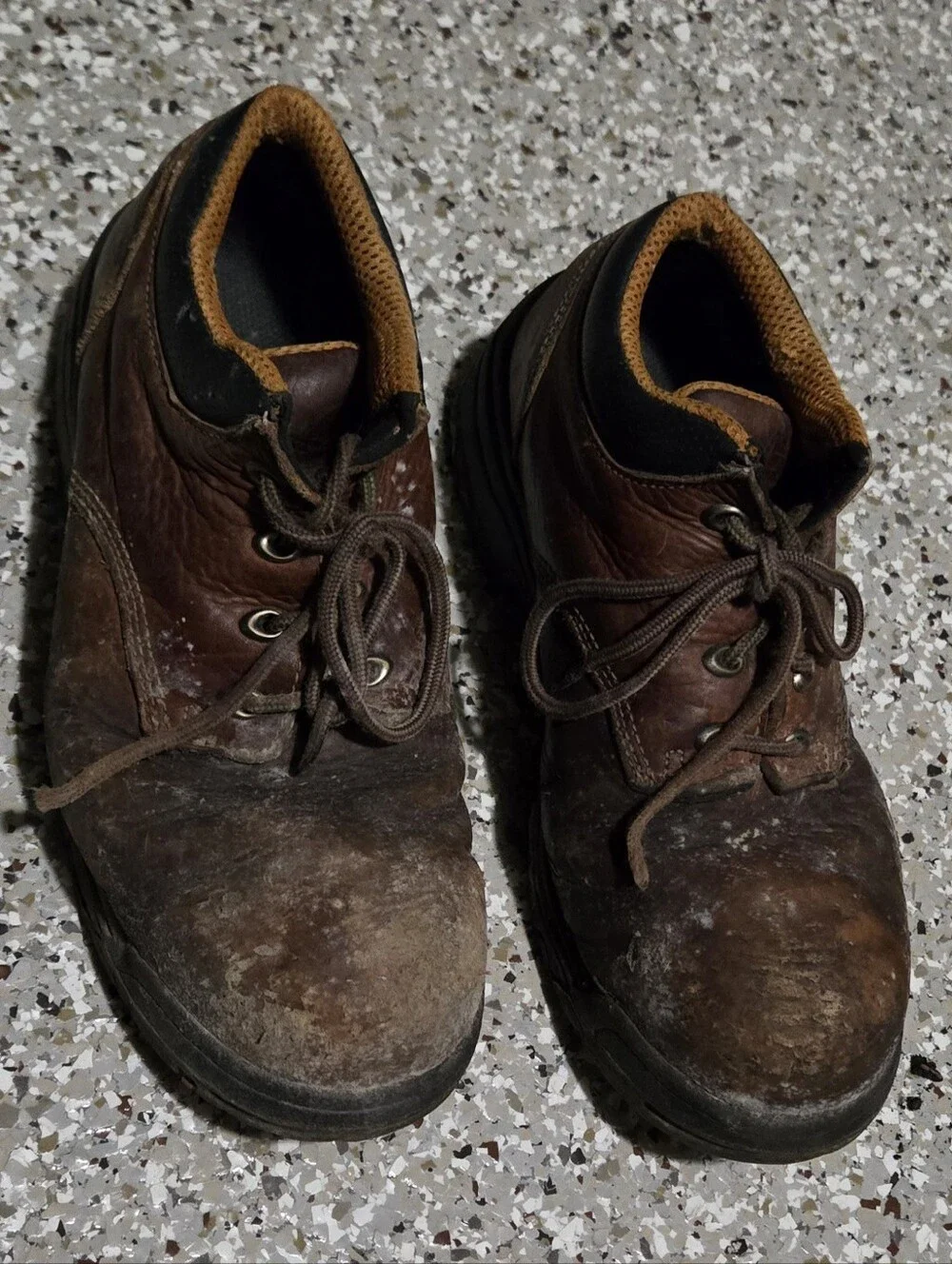 Men's Brown Leather Steel Toe Waterproof Boots Size 9.5